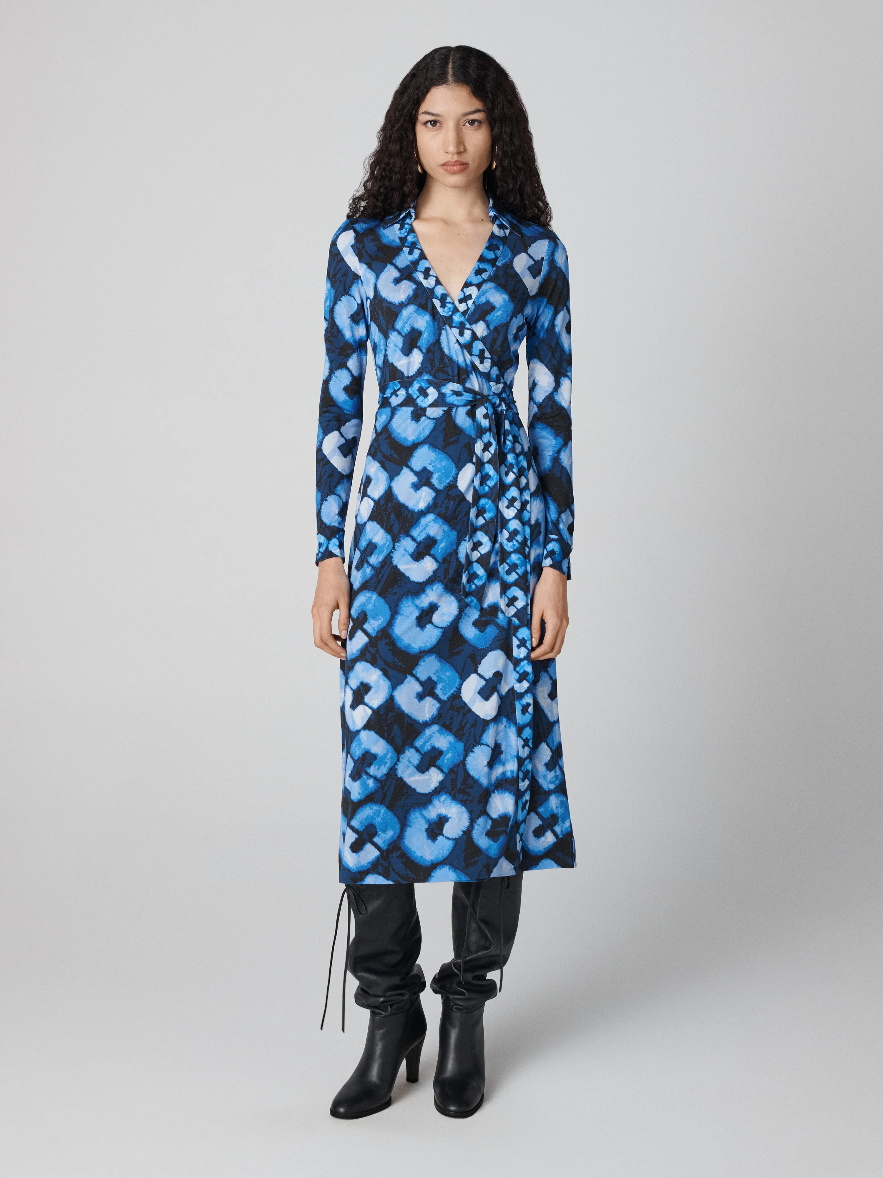 Abigail Silk Jersey Midi Wrap Dress - 1