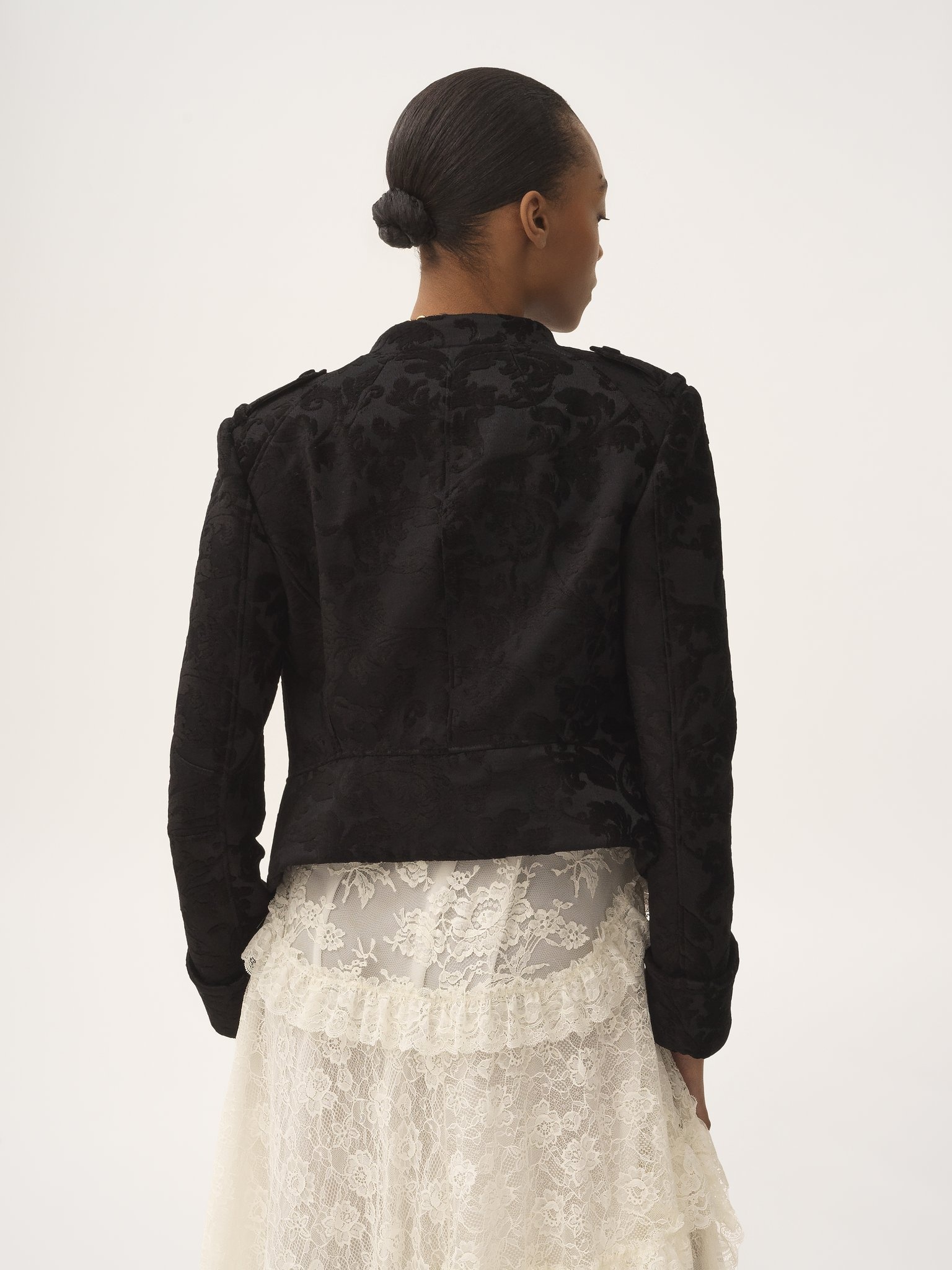 FITTED JACKET IN FLORAL VELVET - 5