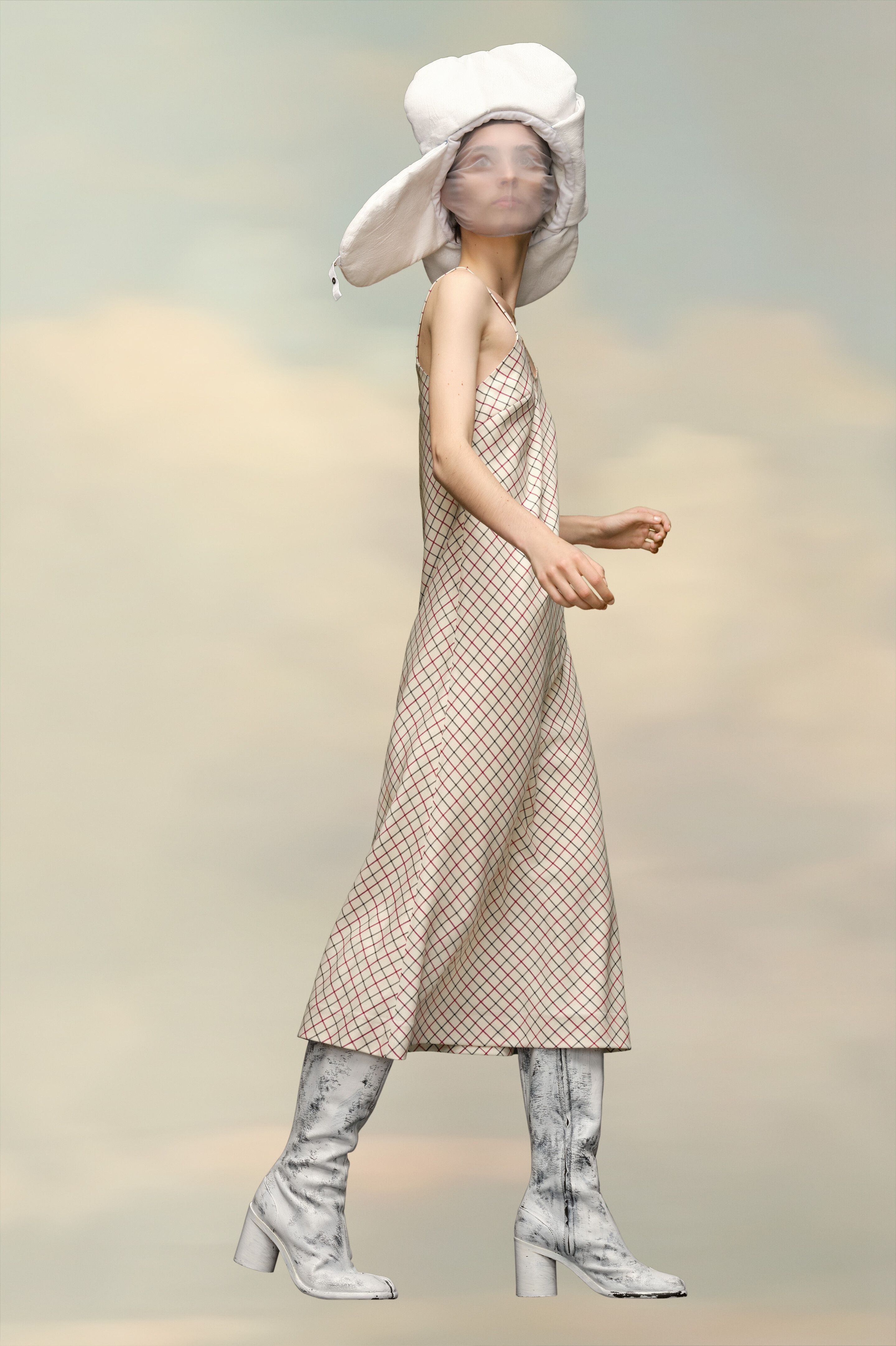 Checked Wool and Silk Dress - 3