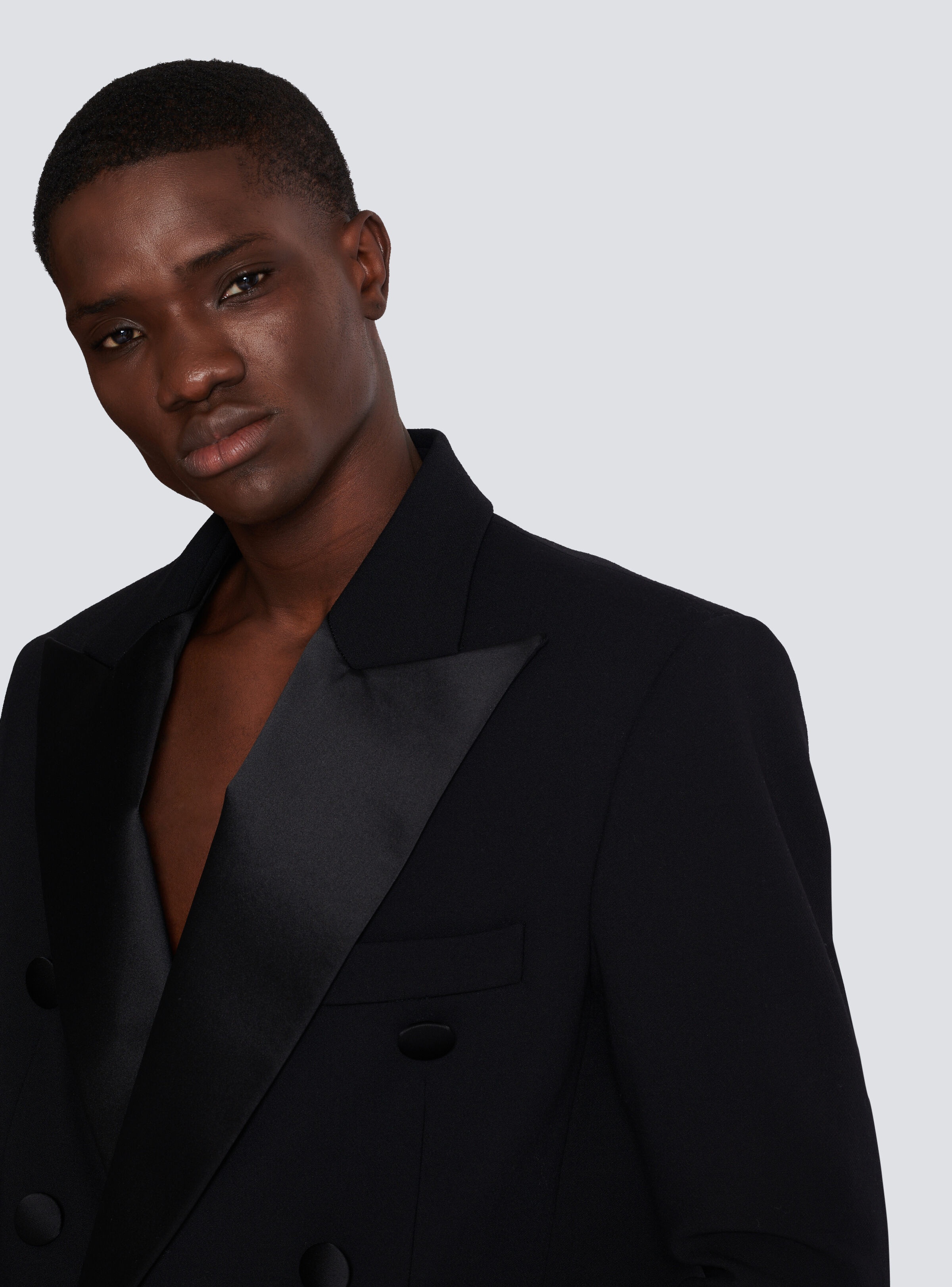 Cropped double crepe jacket - 7