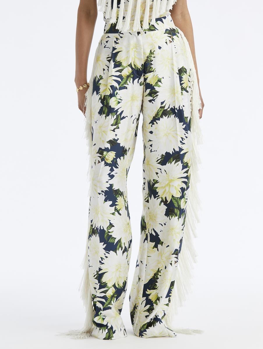 DAHLIA SILK TWILL FRINGE PANT - 2