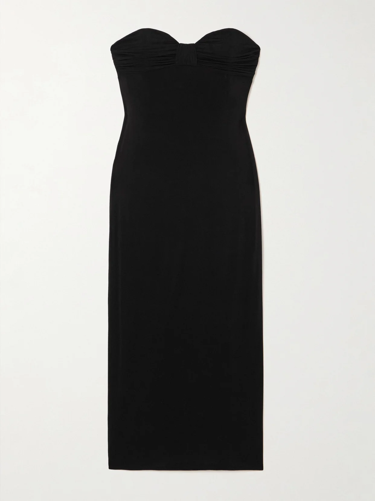 Strapless Gathered Jersey Midi Dress - 1