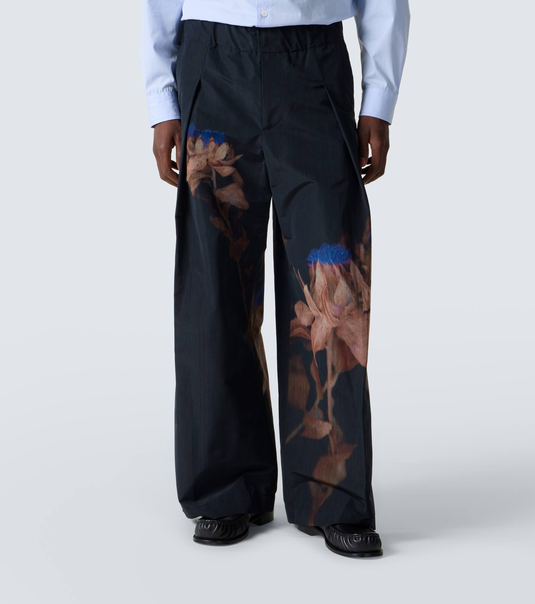 Pilan floral wool-blend taffeta wide-leg pants - 3