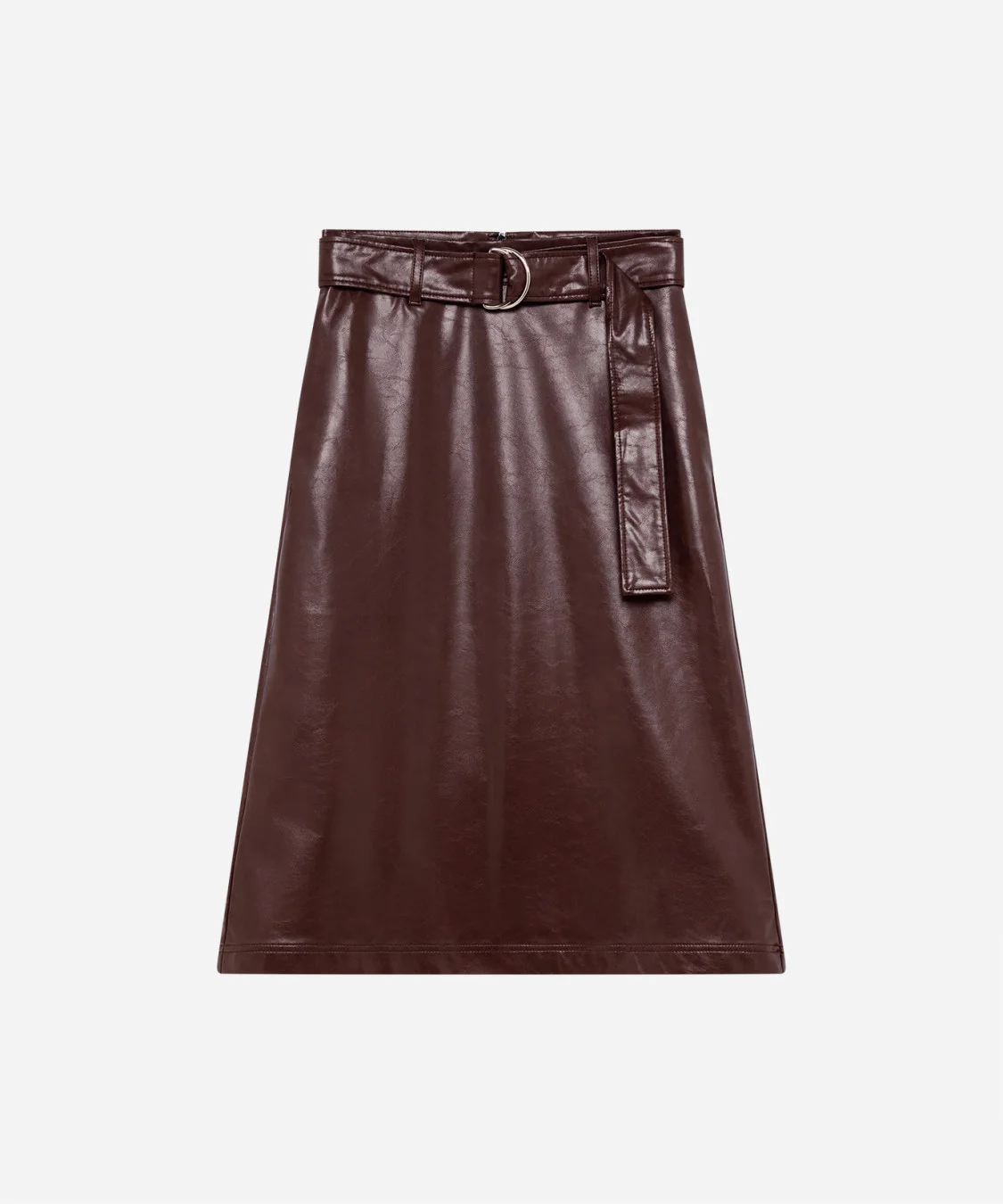 Faux leather skirt with satin and lace detail - 1