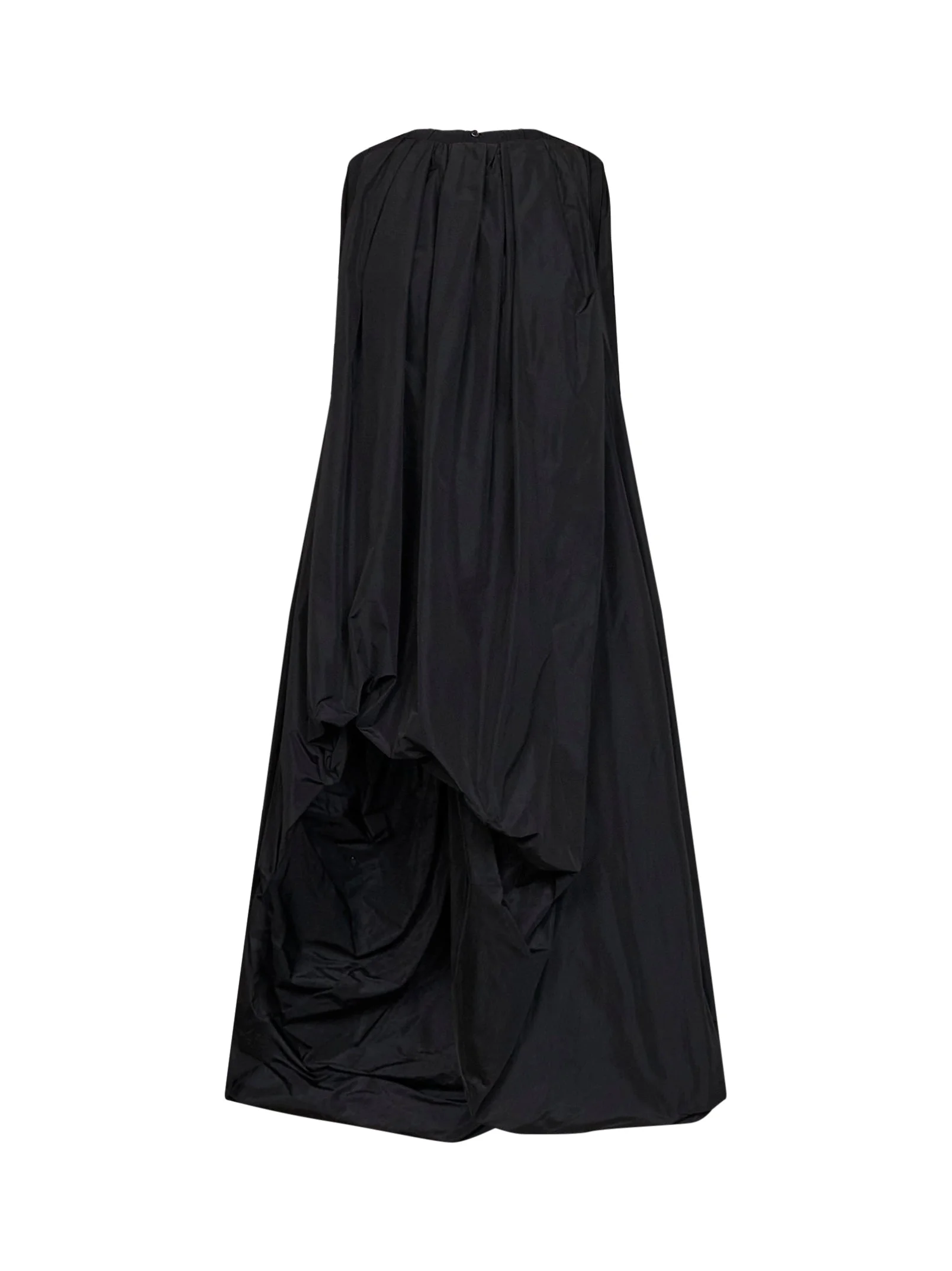 Black technical faille asymmetric midi dress - 1