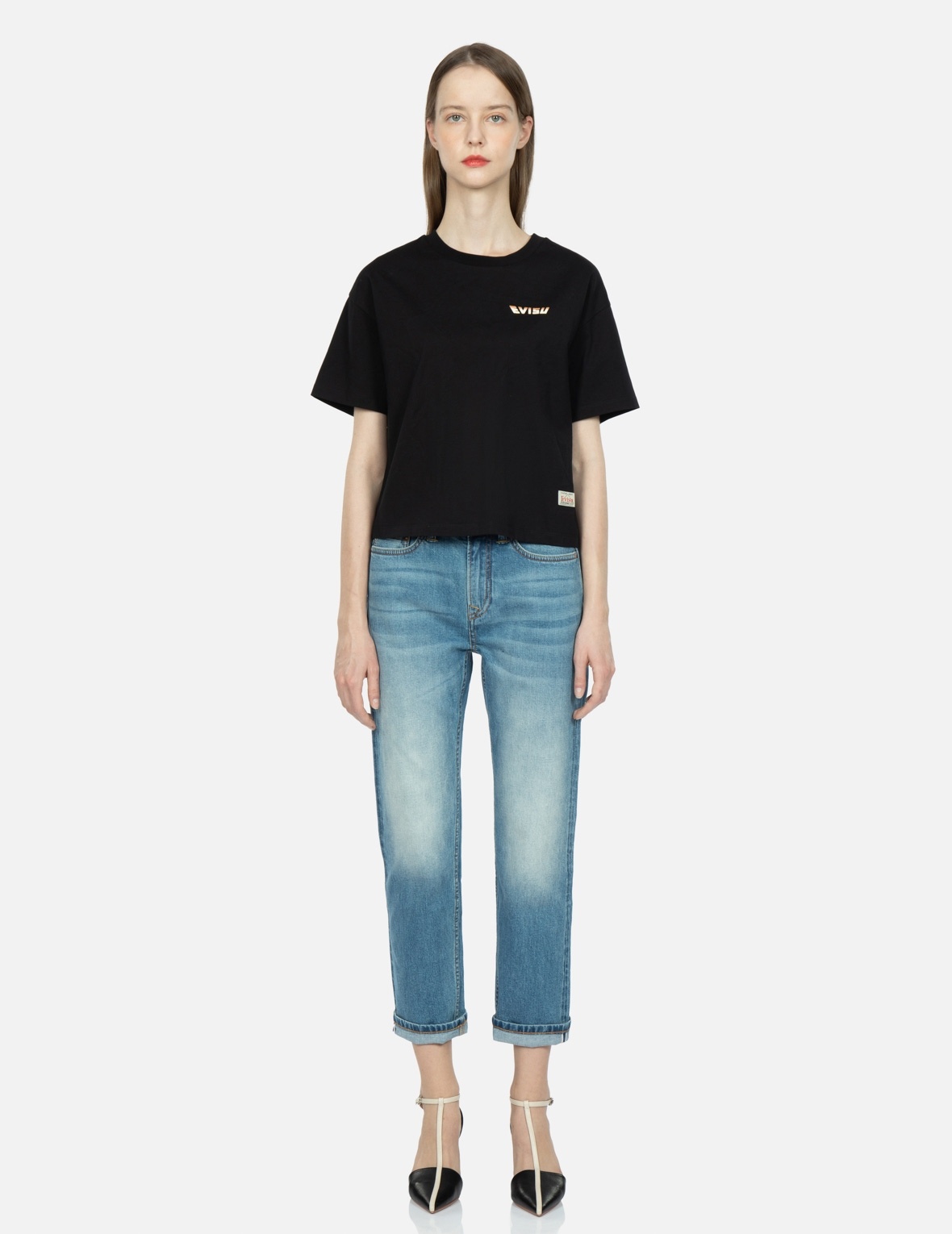 LOGO AND BROCADE-PATTERN KAMON PRINT T-SHIRT - 4