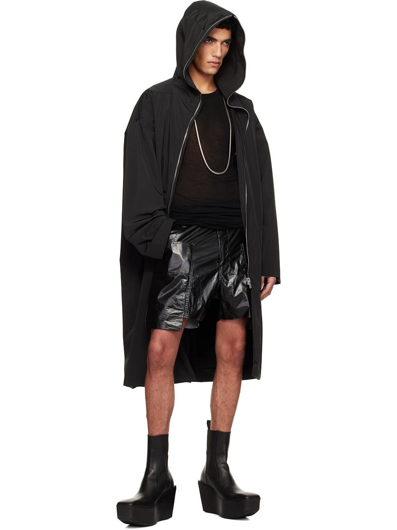 Rick Owens Black Hollywood Hooded Gimp Coat outlook
