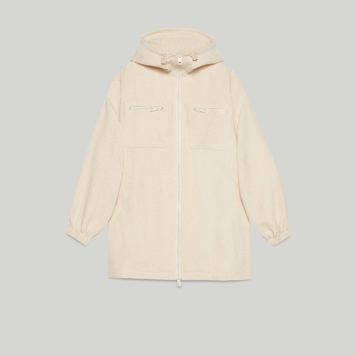 Tweed hooded jacket with belt - 7