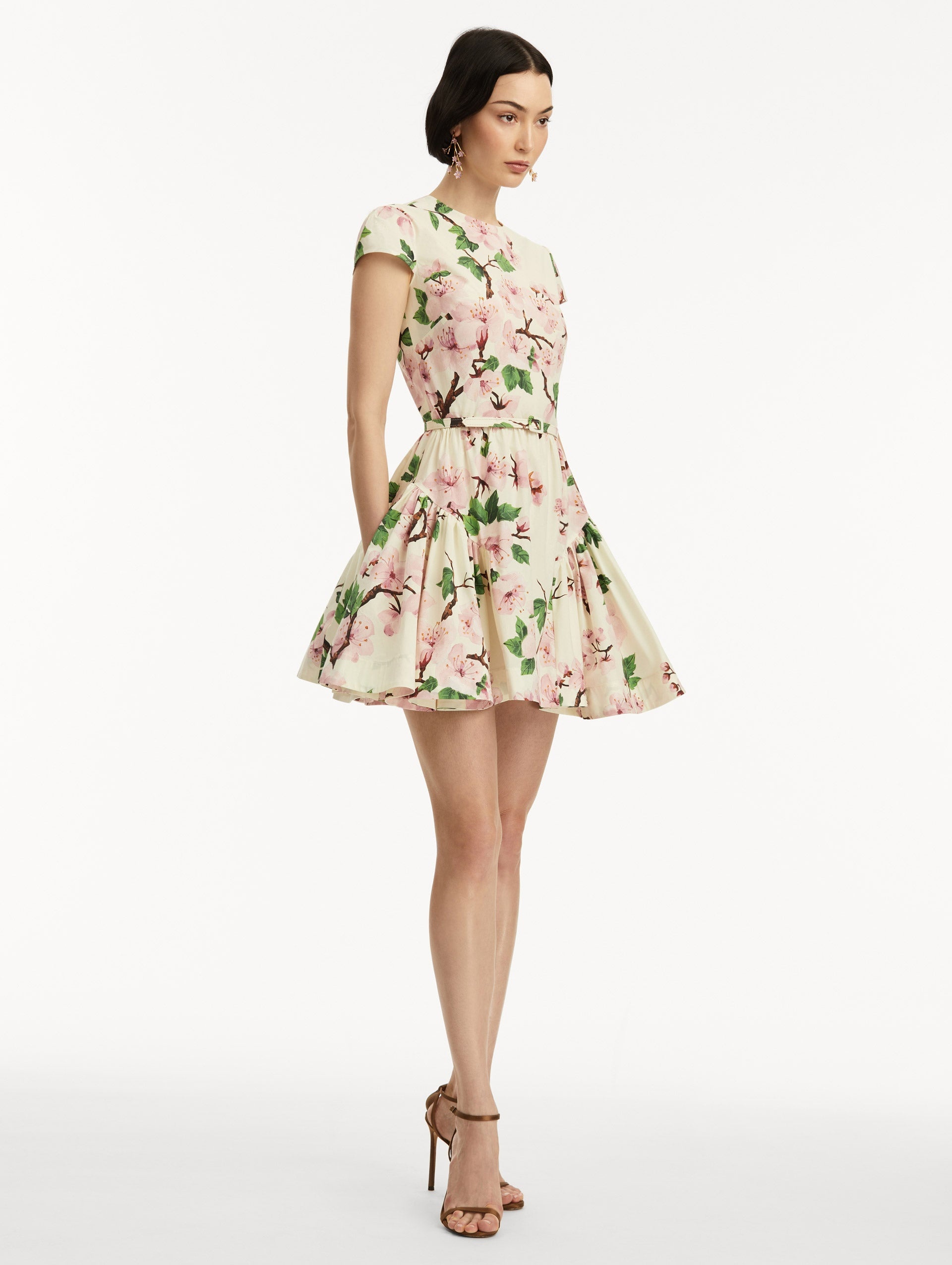 CHERRY BLOSSOM COTTON POPLIN MINI DRESS - 4