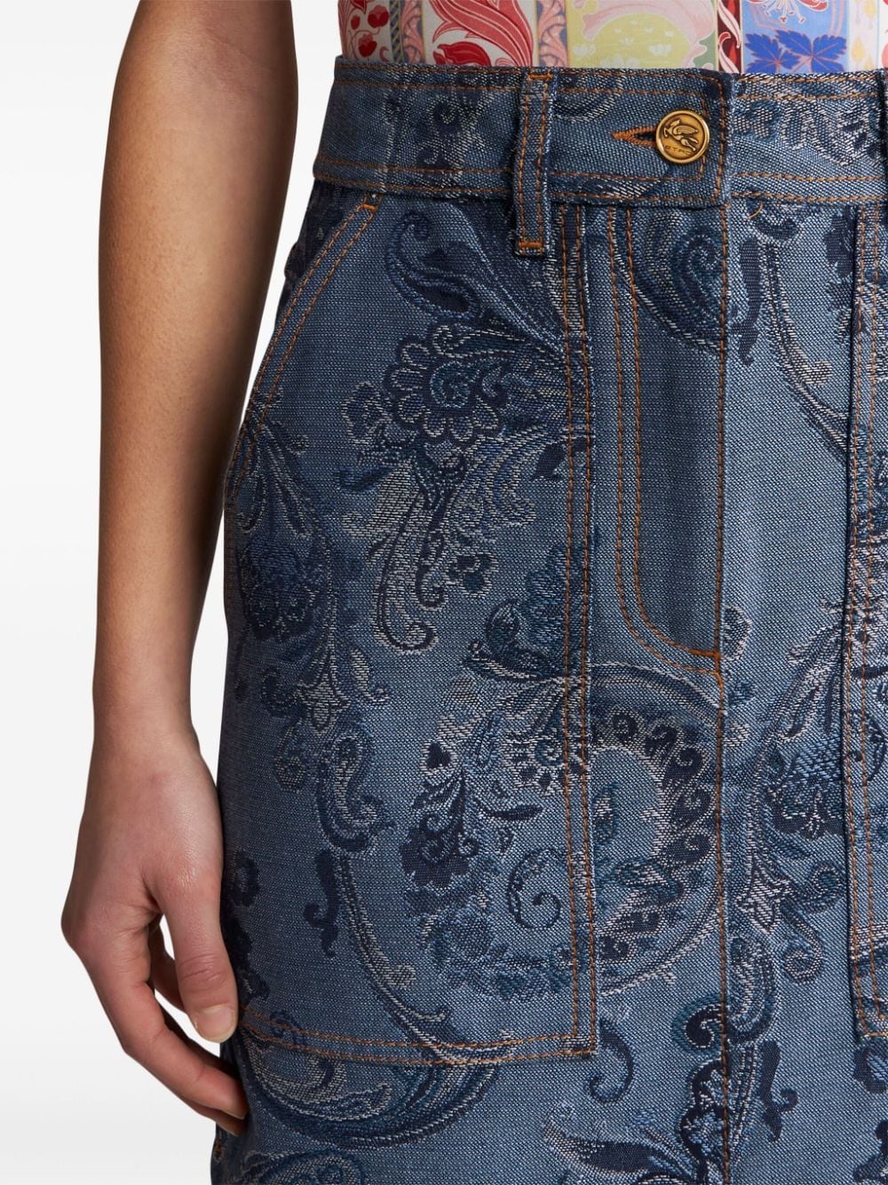 jacquard denim mini skirt - 5