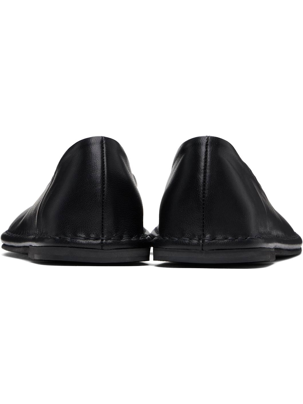 Black Rounded Slip-On Loafers - 2