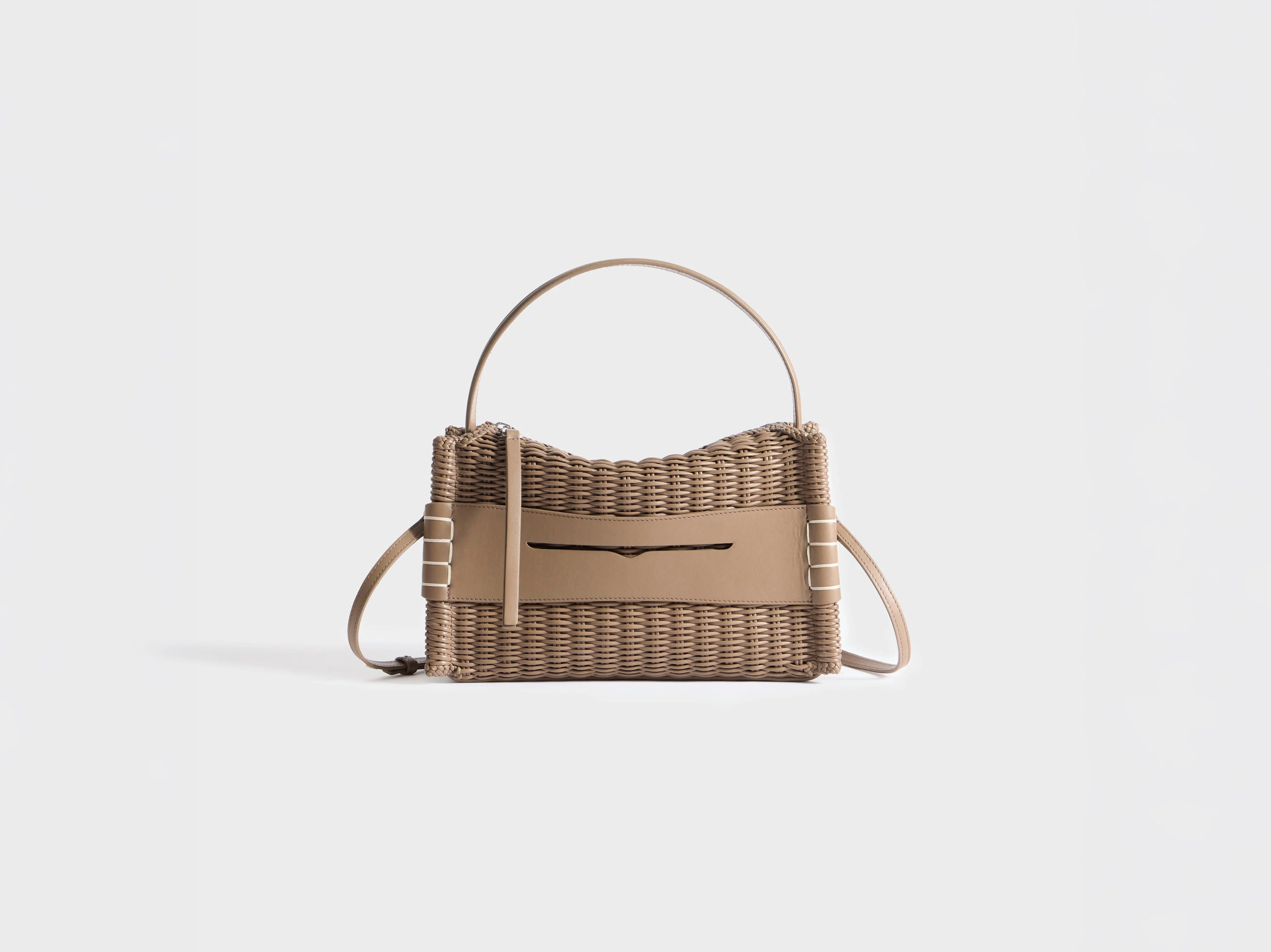 LOAFER BAG IN TAUPE WOVEN LEATHER - 1