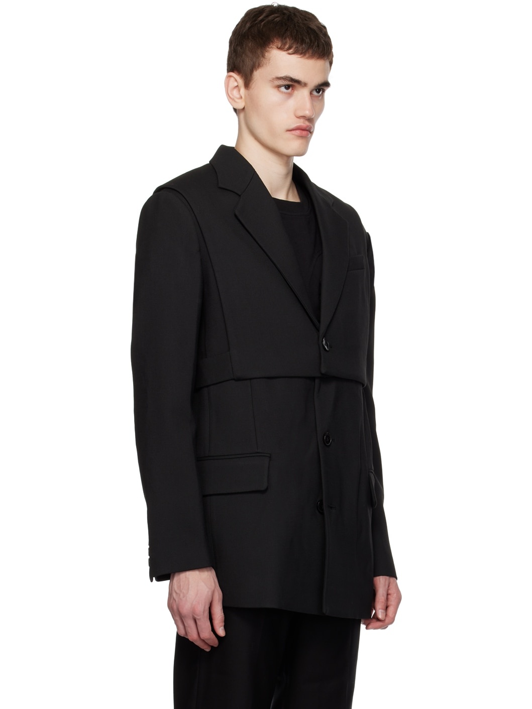 Black 2-In-1 Blazer & Vest Set - 2