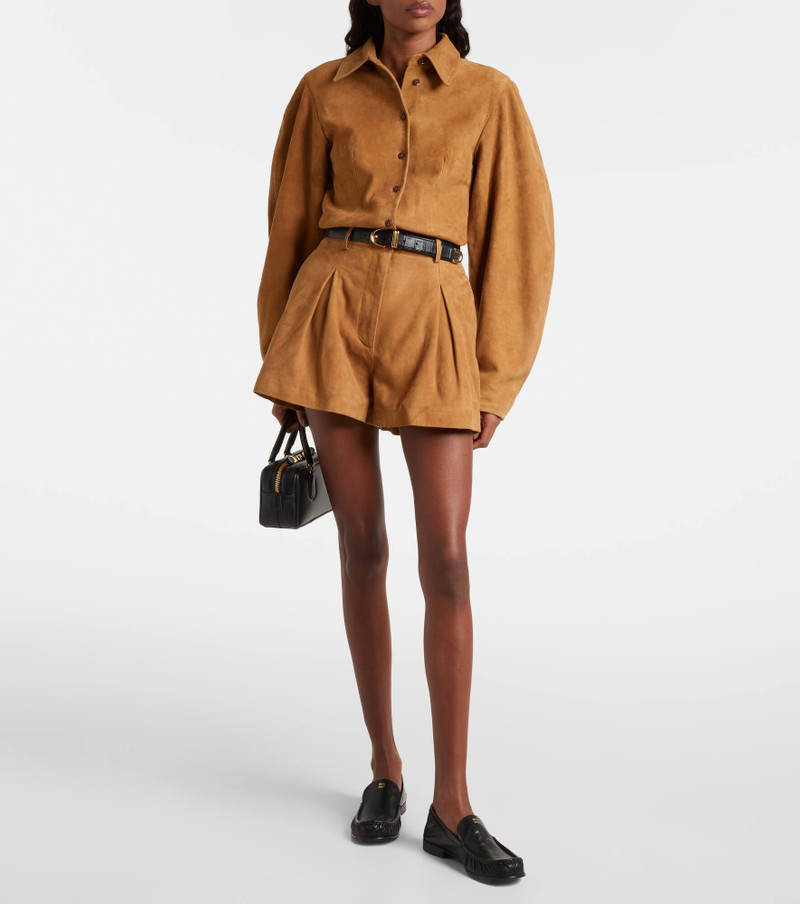 ROTATE High-rise suede shorts outlook
