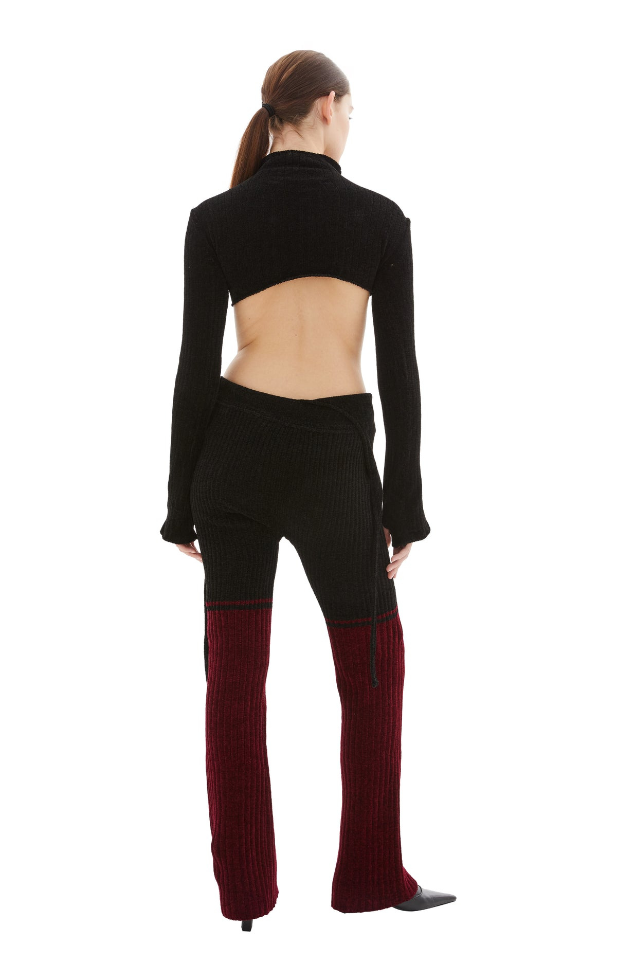 KNIT PANTS (BLACK/RED) - 4