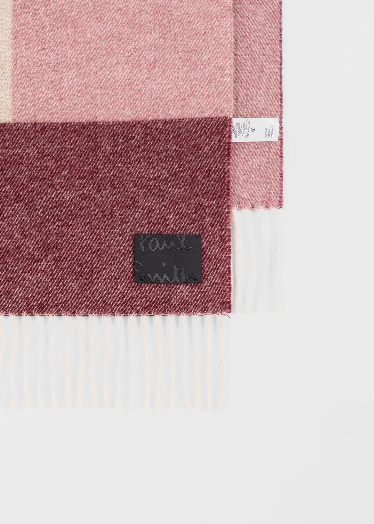 Women's Pink Block Check Wool Scarf - 2