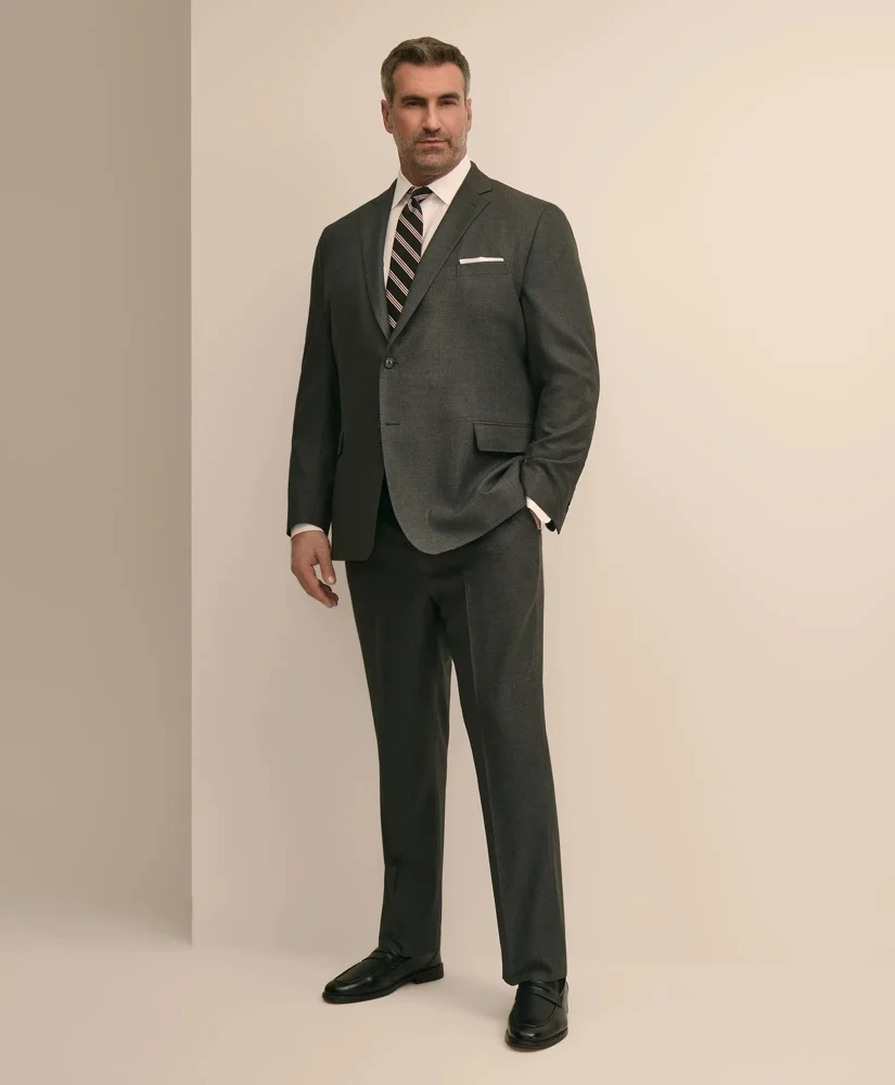 Brooks Brothers Explorer Collection Big & Tall Stretch Wool Blend Birdseye Suit Pants - 1