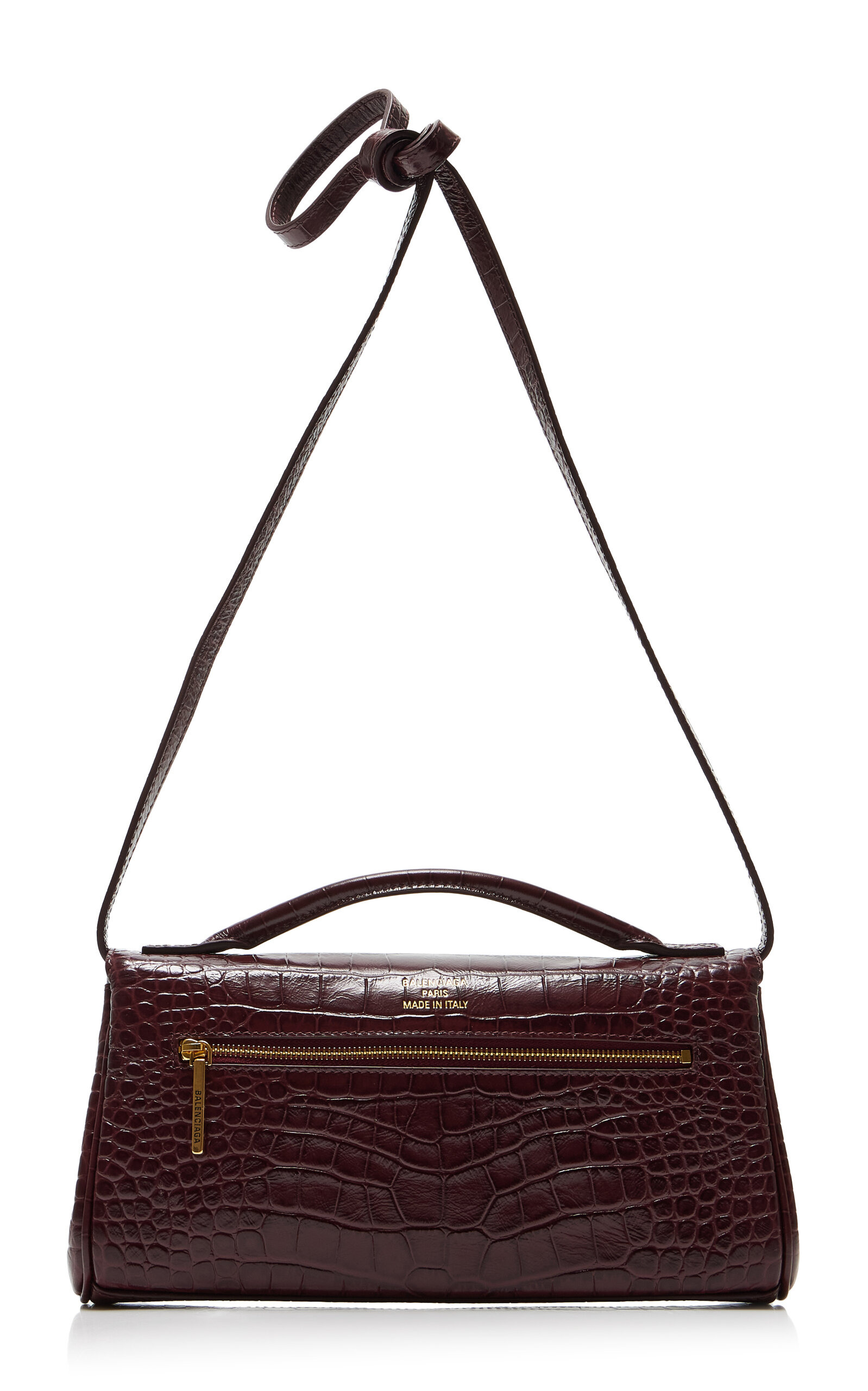 Bel Air Small Croc-Effect Leather Clutch on Strap burgundy - 5