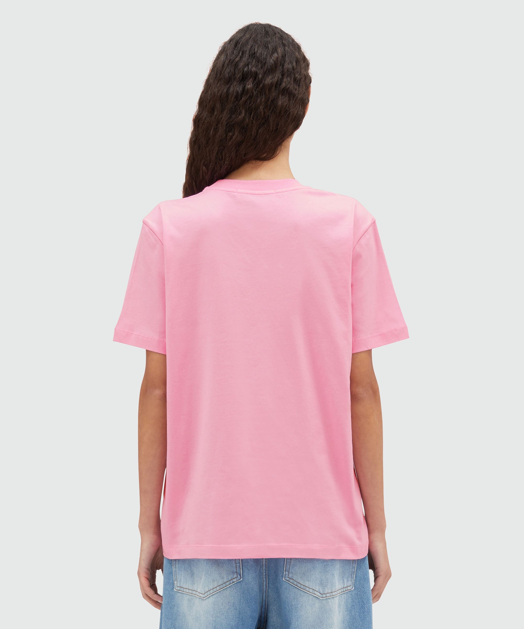 Pink jersey T-shirt with embroidered cursive logo - 3