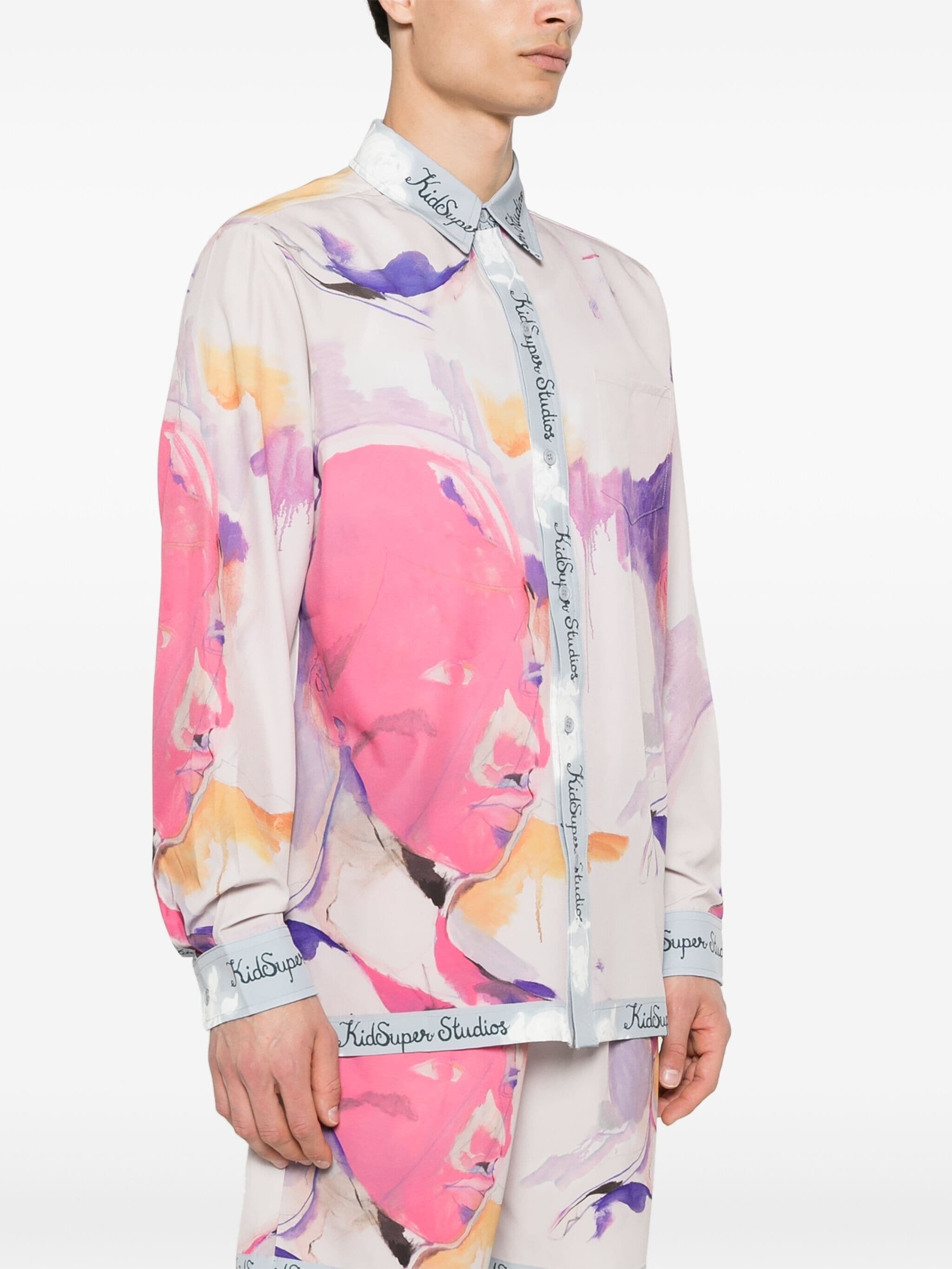abstract-print satin shirt - 3