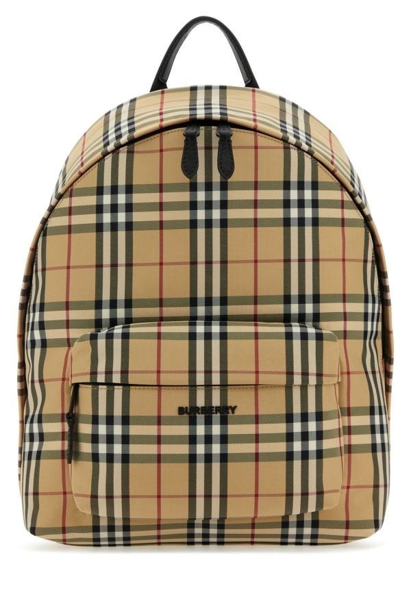 Burberry Man Embroidered Nylon Check Backpack - 1
