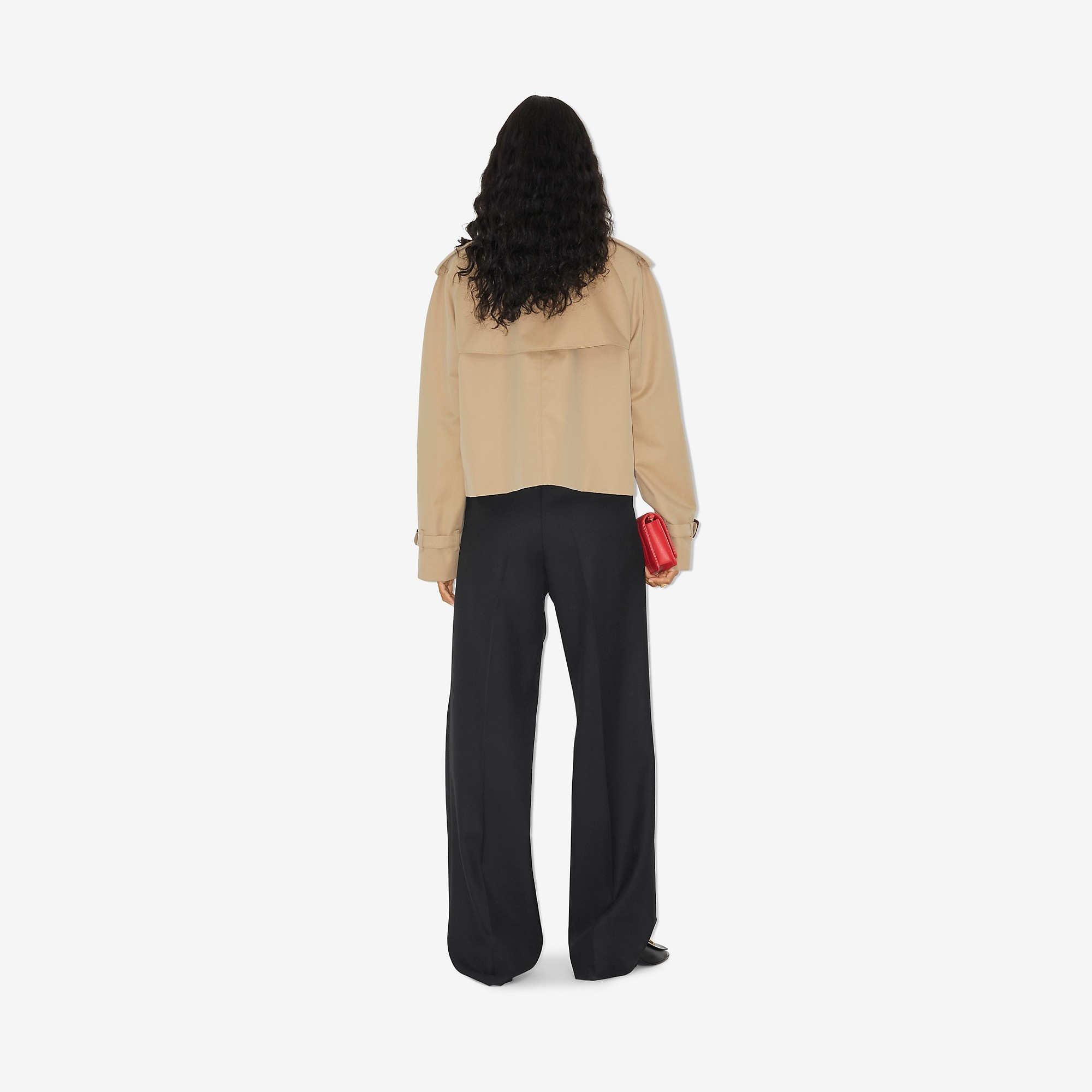 Cotton Gabardine Cropped Trench Coat - 4