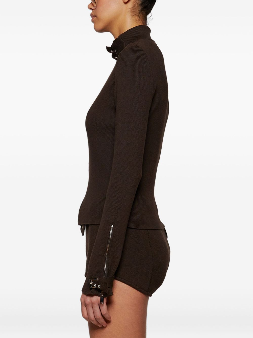 zip-front ribbed top - 4