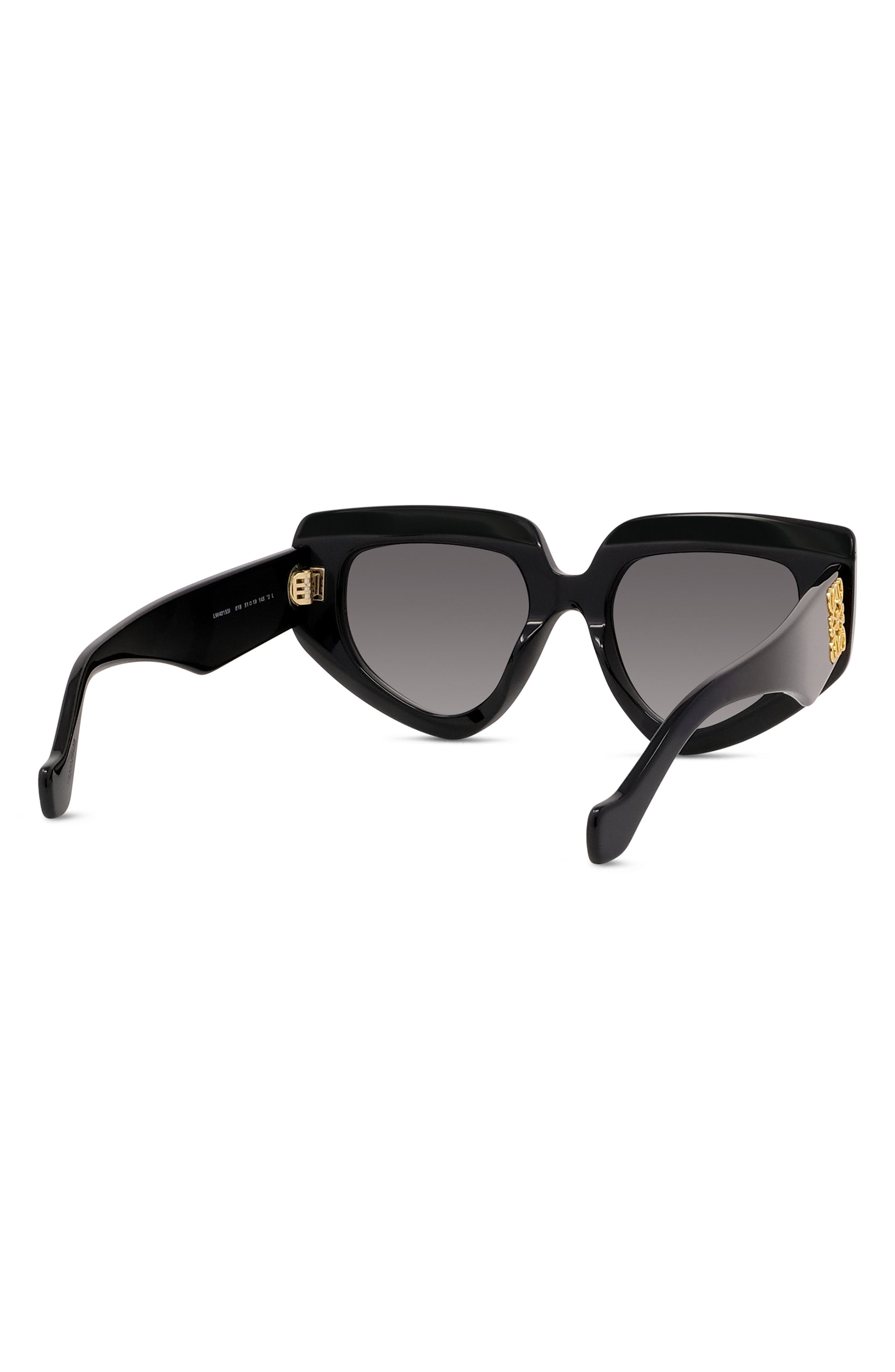 Loewe Anagram 51mm Geometric Sunglasses in Shiny Black /Gradient Smoke at Nordstrom - 5