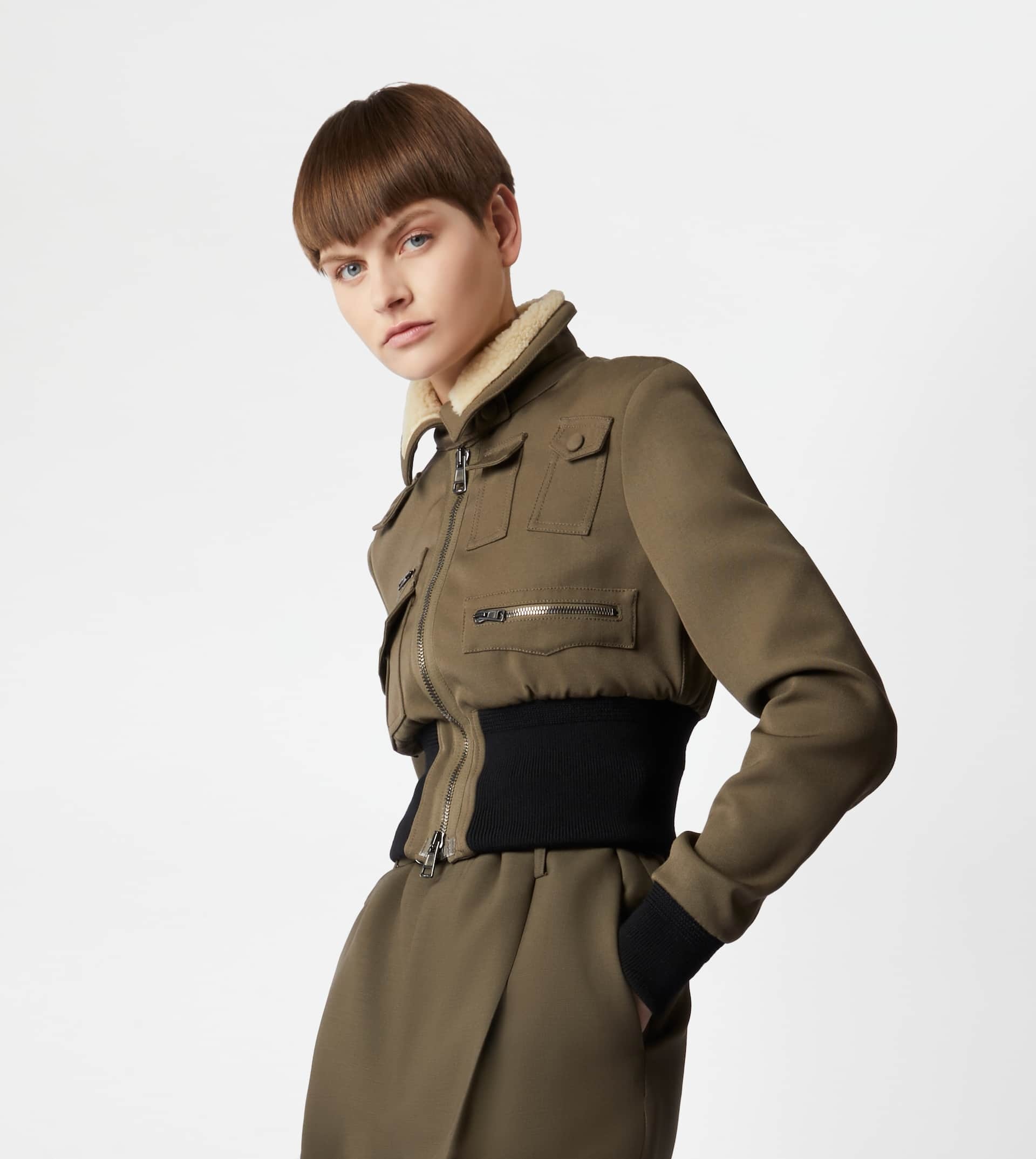 AVIATOR JACKET IN WOOL - GREEN - 4