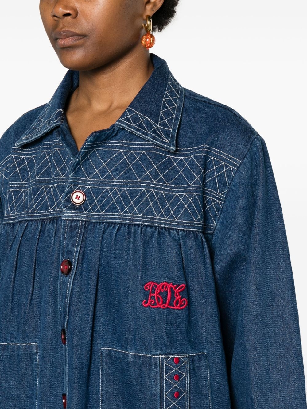 Quincy motif-embroidered denim jacket - 5