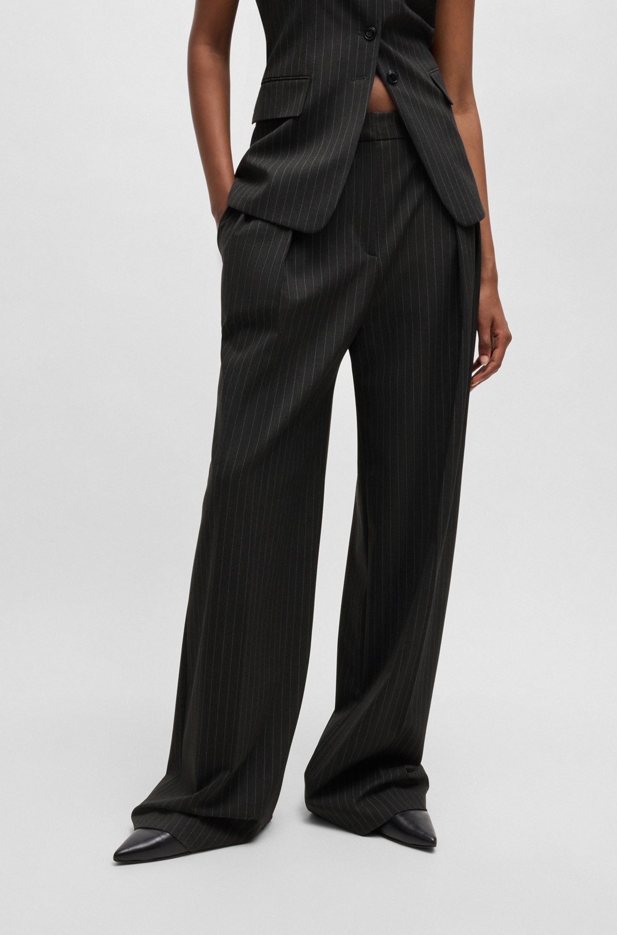 REGULAR-FIT TROUSERS IN PINSTRIPE STRETCH FABRIC - 2