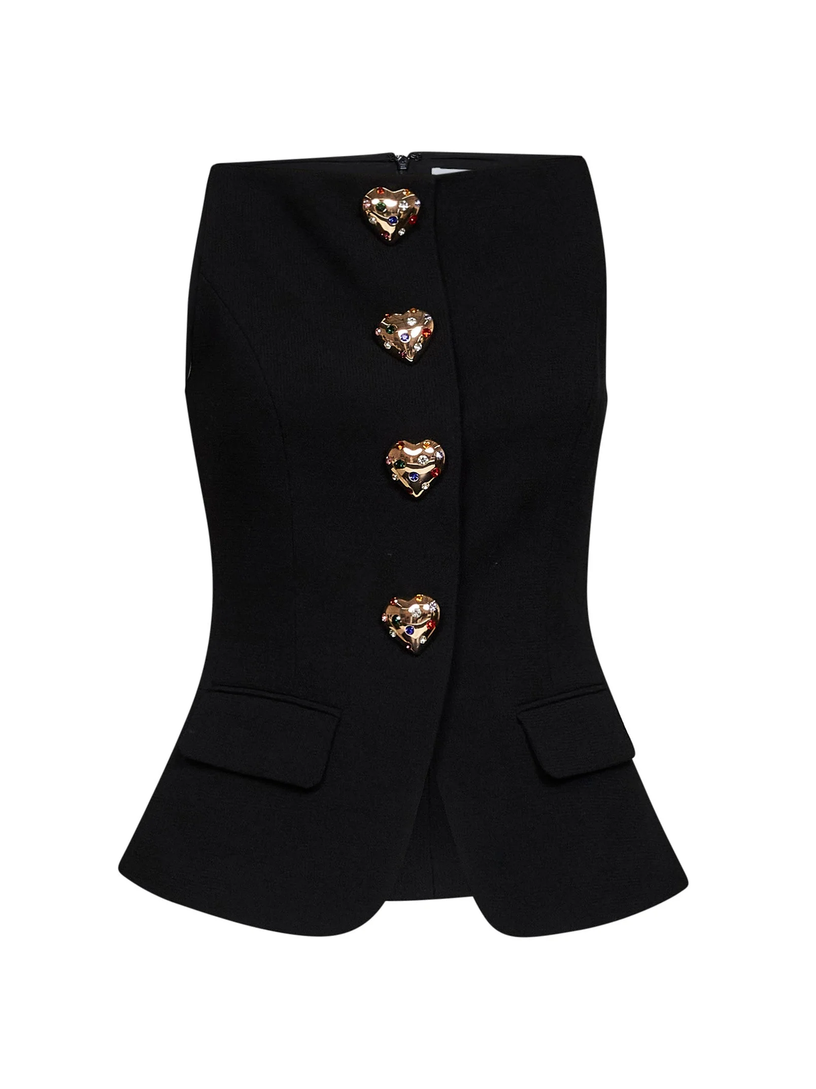 Black wool crêpe top - 1