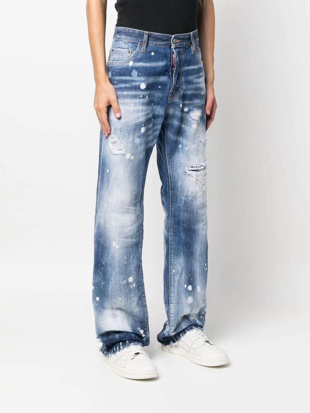 straight-leg distressed jeans - 3