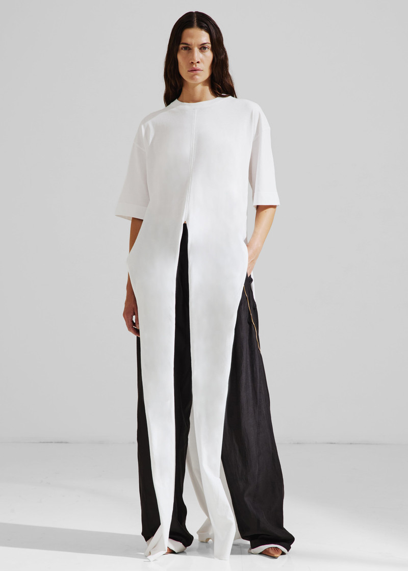 DARKPARK Darkpark Gia Oversized Long Tee With Splits - White outlook