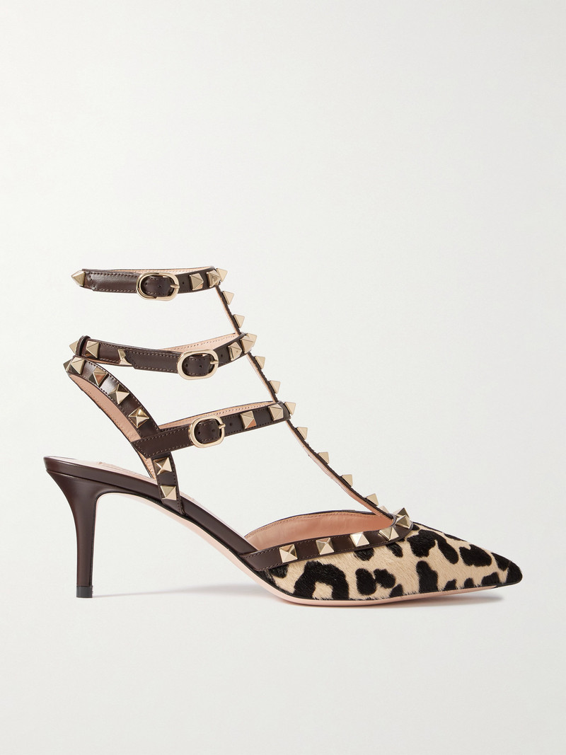Rockstud 65 Leopard-print Calf Hair Pumps 1