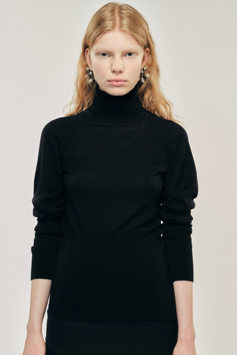 Fitted High Neck Button Placket Jumper 4