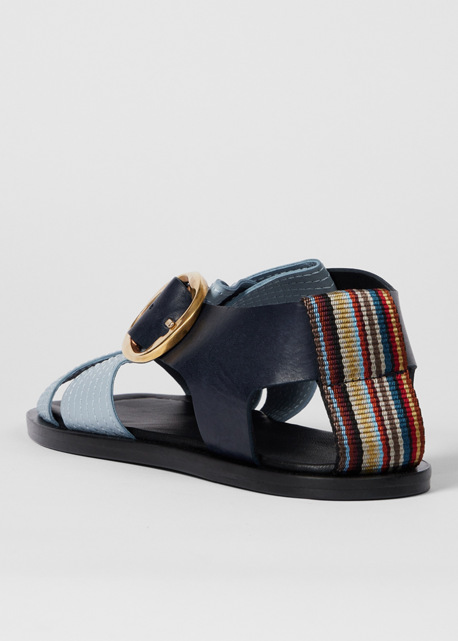Women's Light Blue 'Merle' Leather Cross Strap Sandals - 4