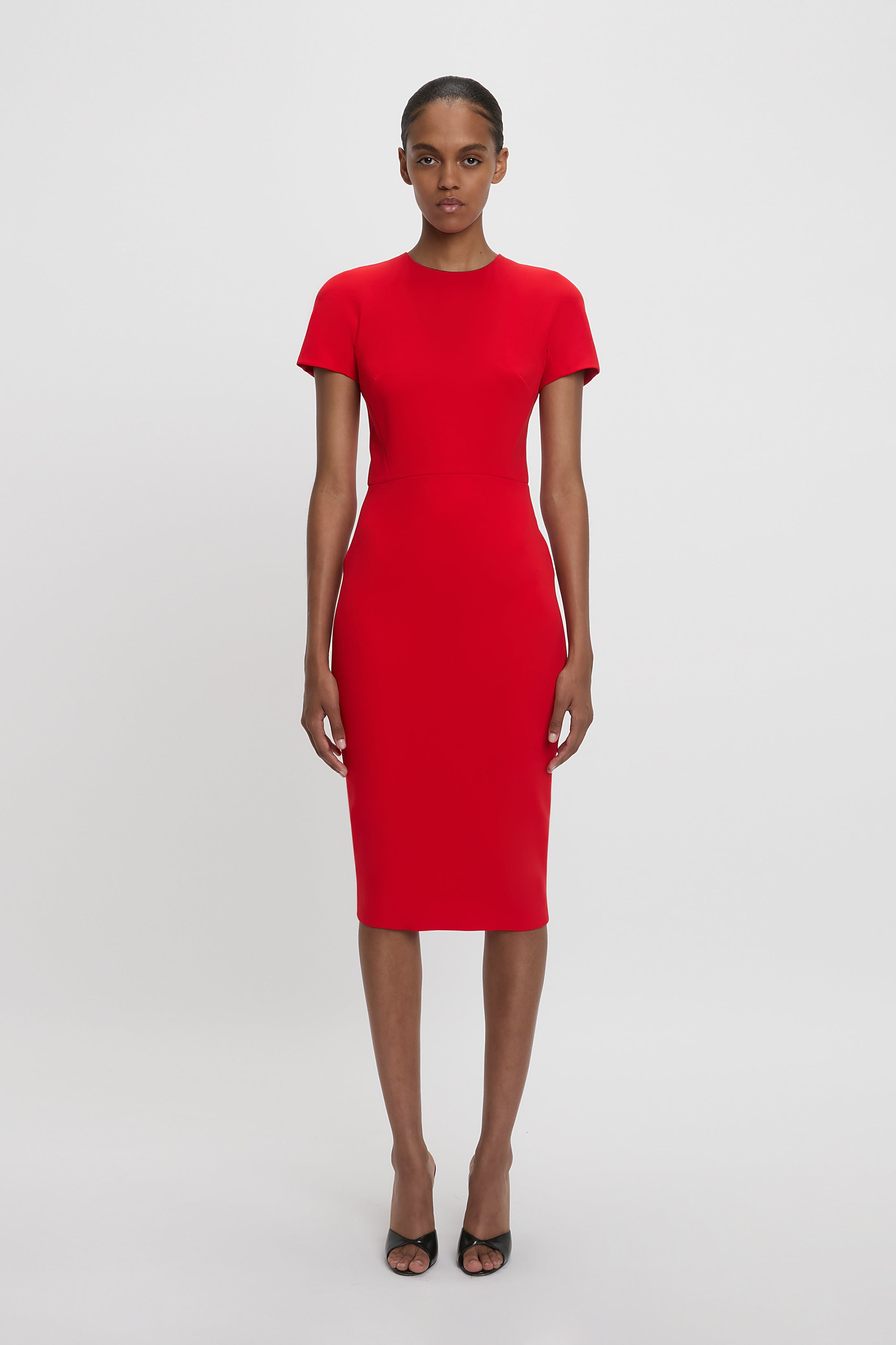 Fitted T-shirt Dress In Bright Red - 2
