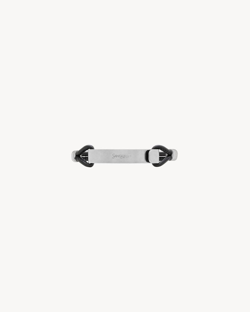 SAINT LAURENT ID BRACELET IN LEATHER AND METAL 1