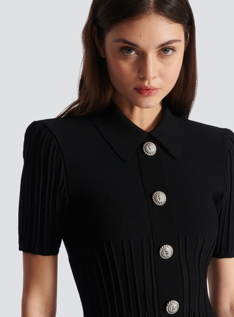Short flared ribbed knit dress 8