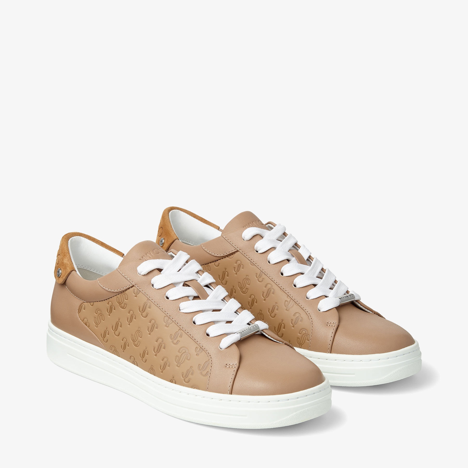 Rome/F
Caramel Leather and JC Monogram Pattern Low Top Trainers - 3