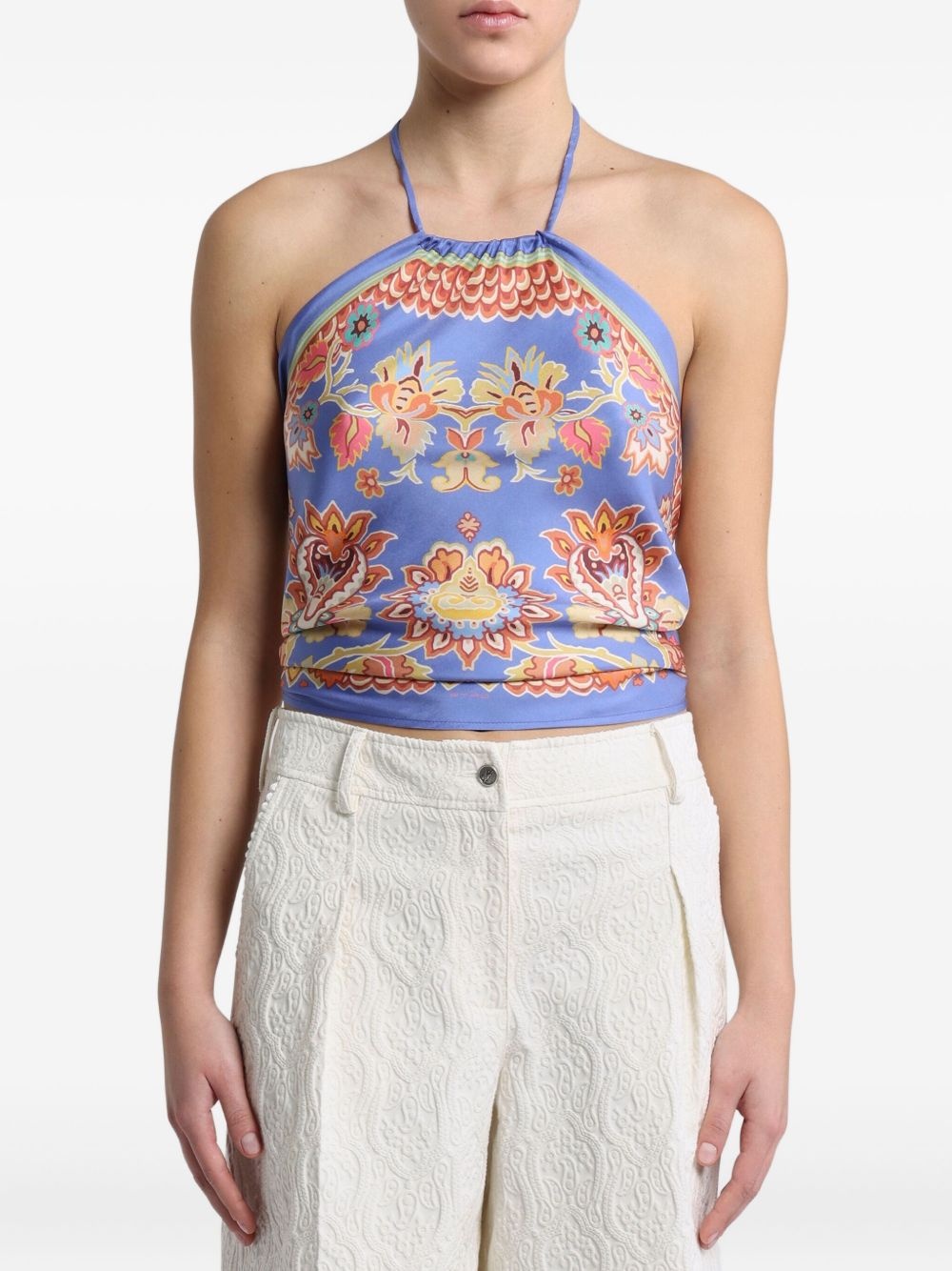 printed silk top - 3