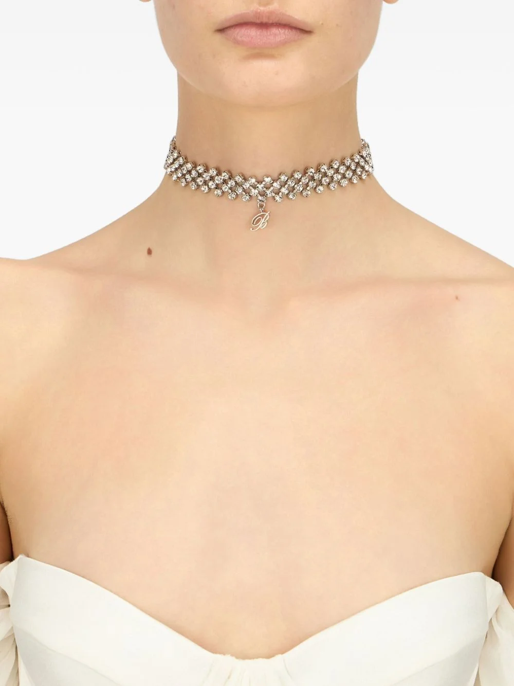 crystal-embellished choker necklace - 1