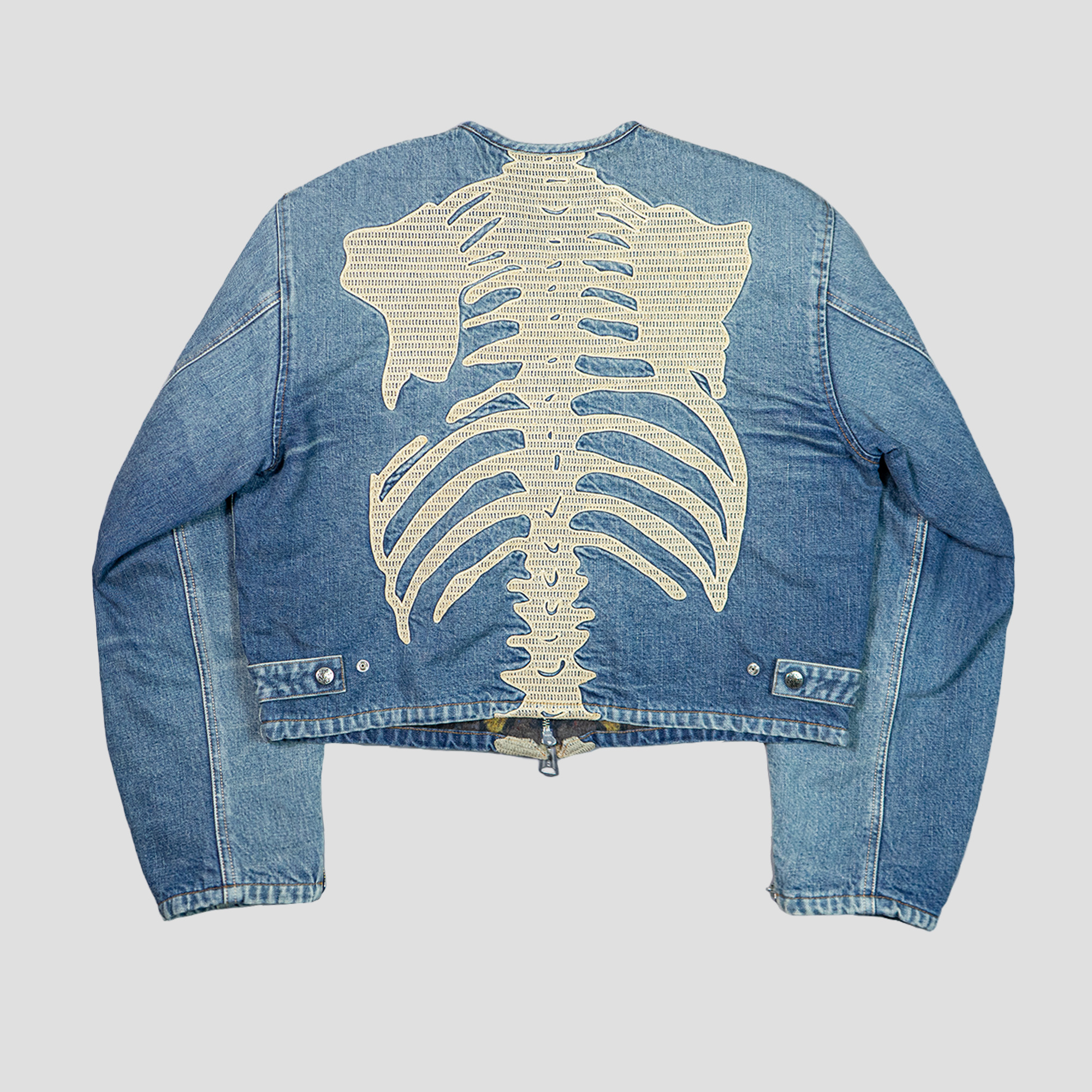 14oz DENIM MOTORCROSS JACKET (BONE) - 2