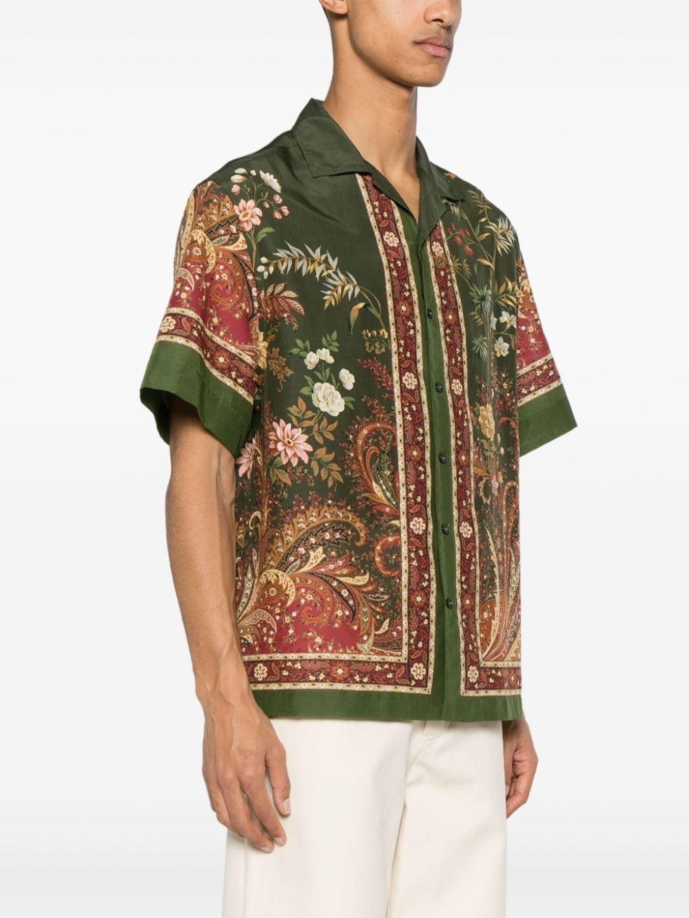 floral-print bowling shirt - 3