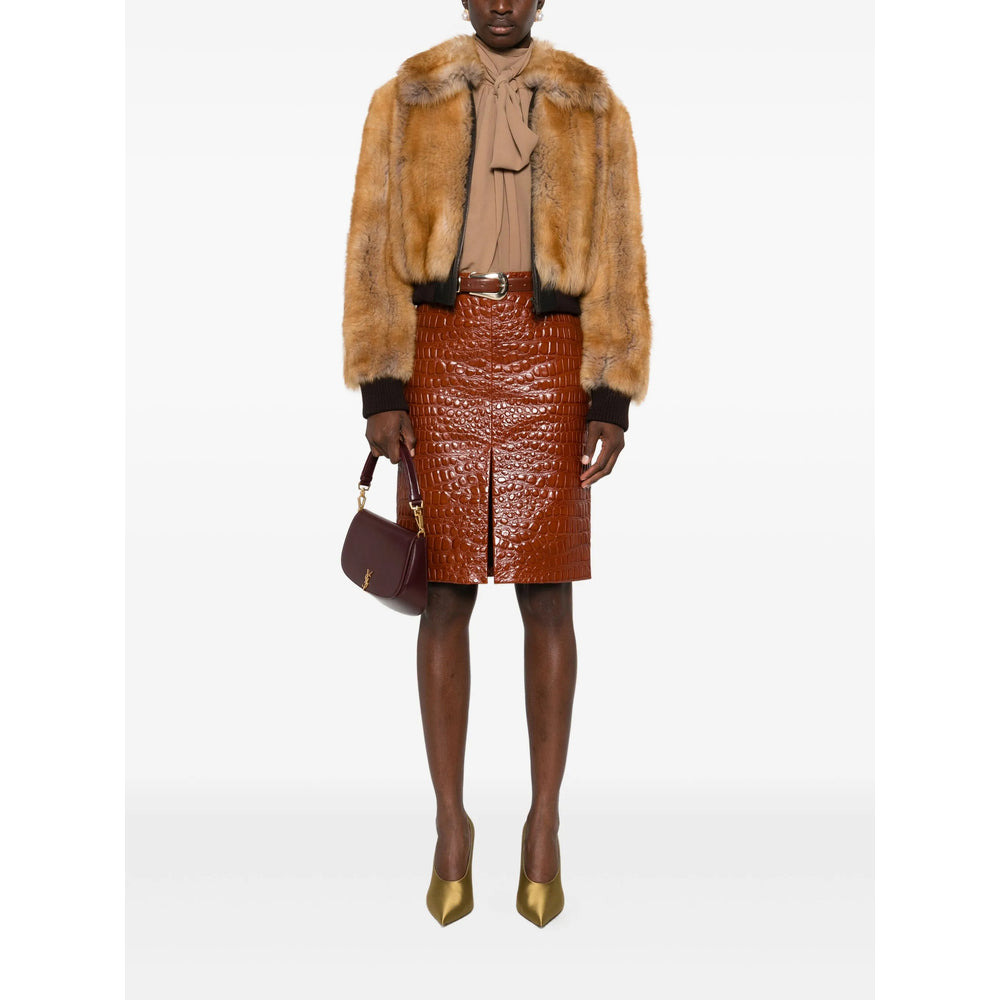 Saint Laurent Brown Jackets - Faux Fur & Shearling Jackets Women - 2