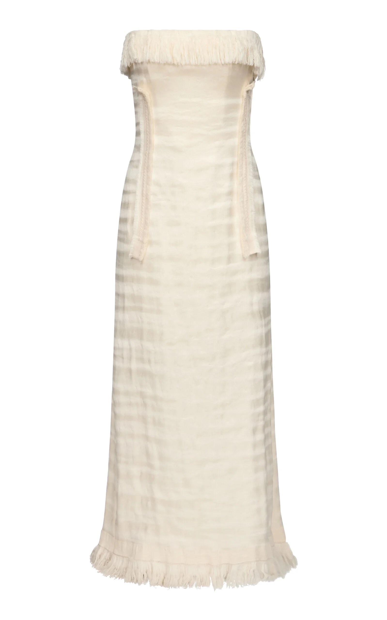 Paloma Cotton-Silk Fringed Maxi Dress ivory - 1