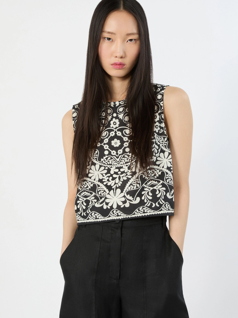 WKIFANALE Printed cotton crop top - BLACK 5
