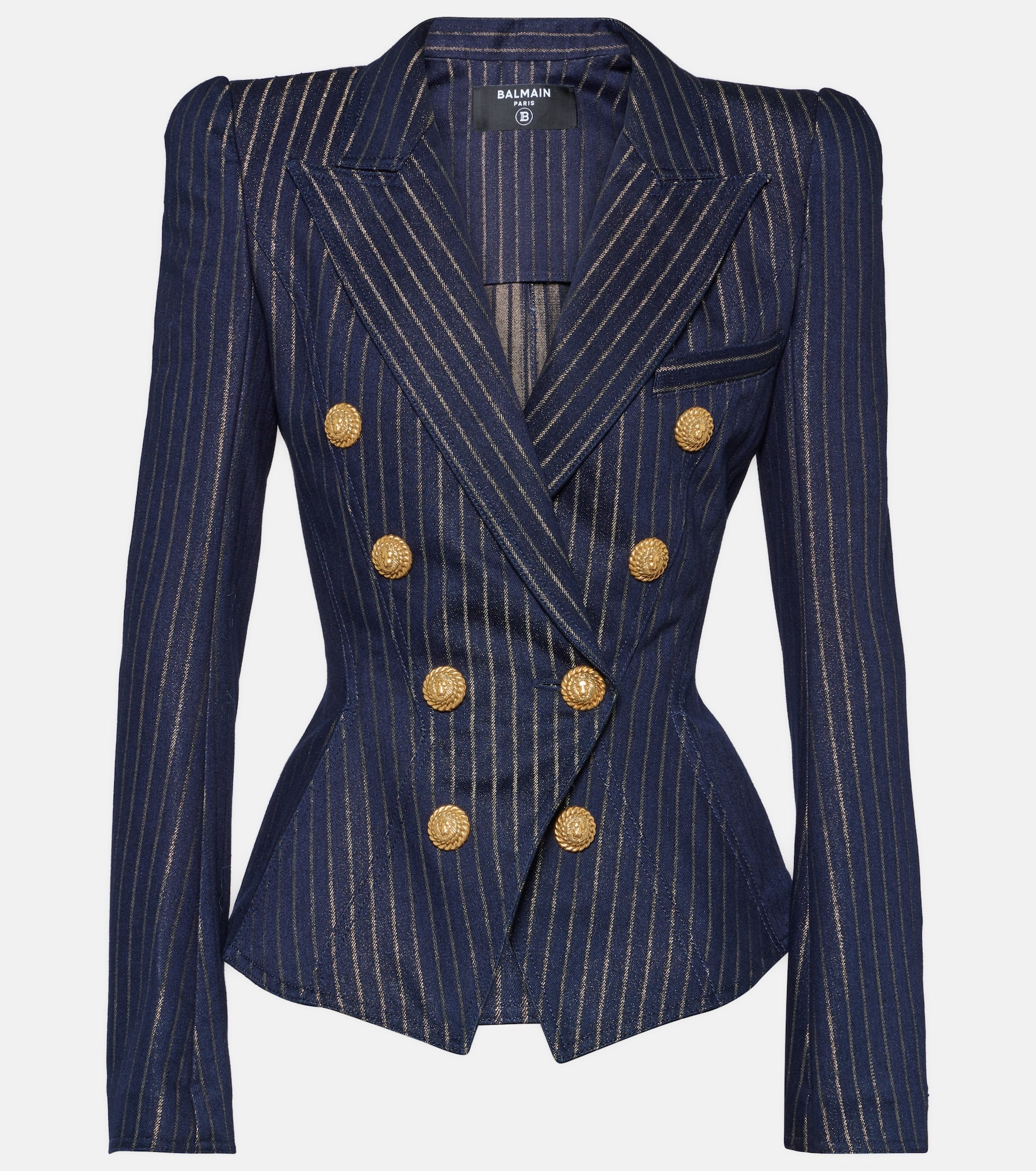 Lurex® pinstripe denim blazer - 1