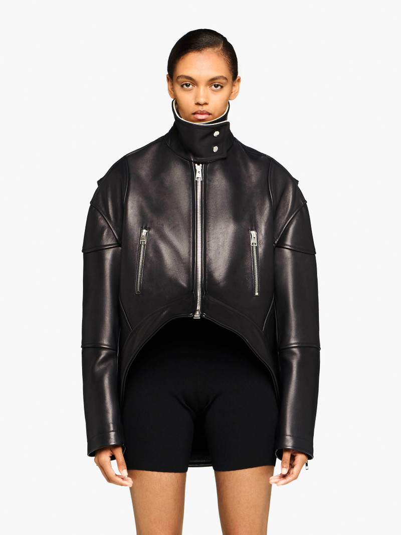 JW Anderson CURVED LEATHER HEM HIGH NECK JACKET outlook